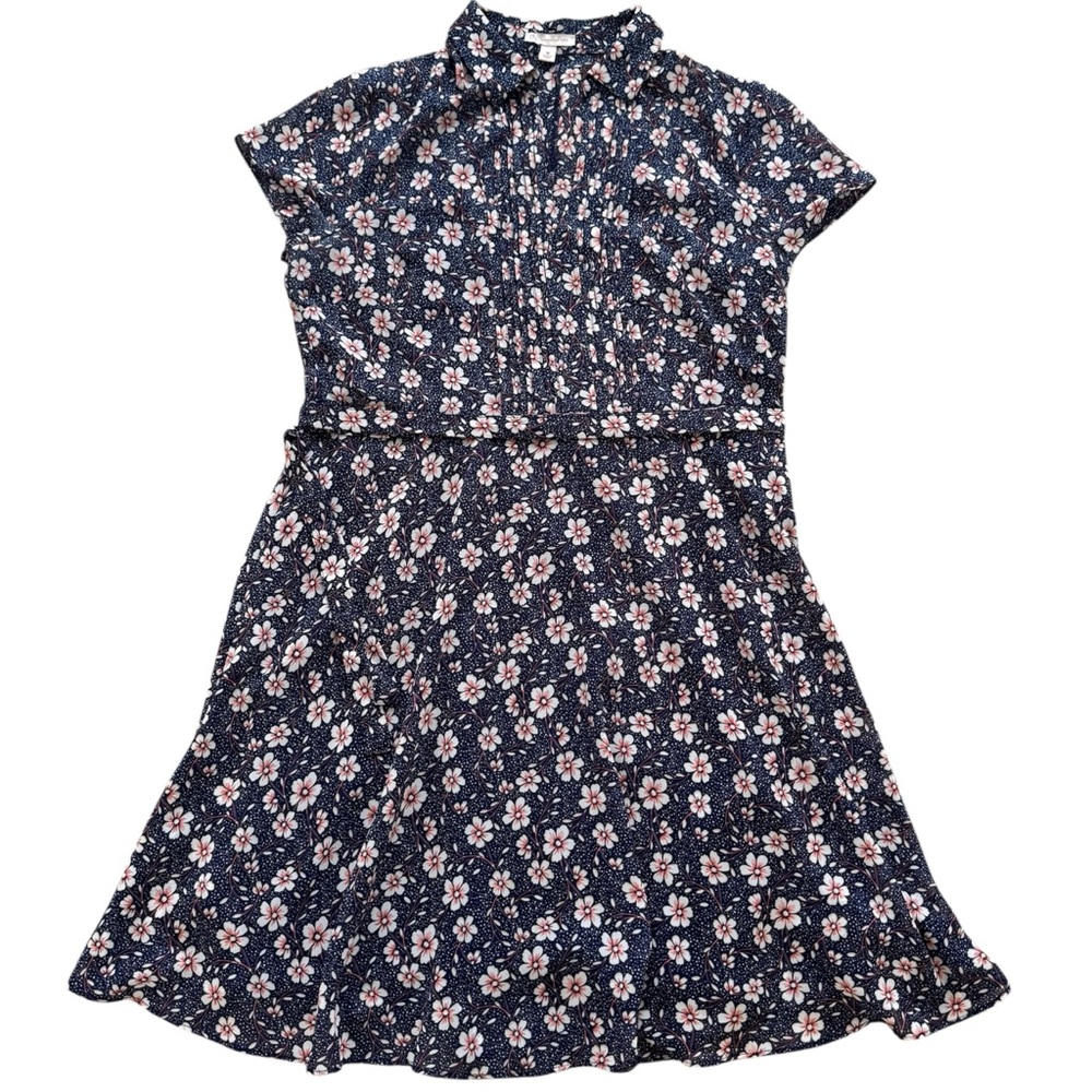 Dress “db Established 1962.” Navy Blue/Pink Dogwood Flowers. A-Line / Cami Slip. - Picture 3 of 16